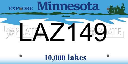 LAZ149 Minnesota License Plate