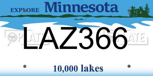LAZ366 Minnesota License Plate