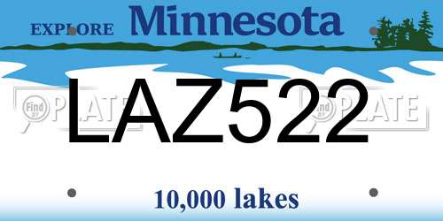 LAZ522 Minnesota License Plate
