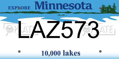 LAZ573 Minnesota License Plate