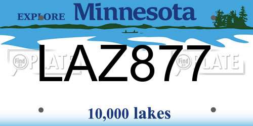 LAZ877 Minnesota License Plate