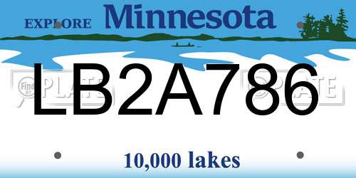 LB2A786 Minnesota License Plate
