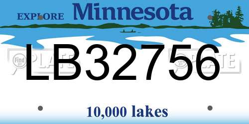 LB32756 Minnesota License Plate