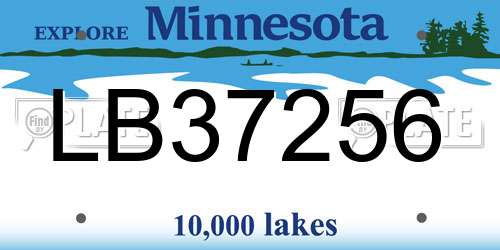 LB37256 Minnesota License Plate