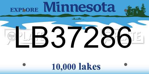 LB37286 Minnesota License Plate