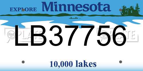LB37756 Minnesota License Plate