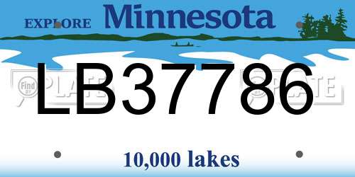LB37786 Minnesota License Plate