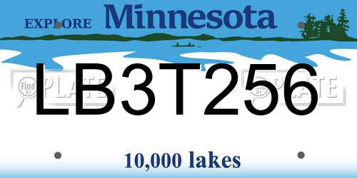 LB3T256 Minnesota License Plate
