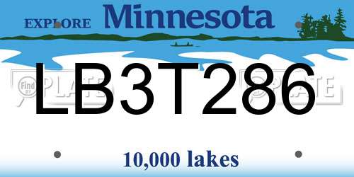 LB3T286 Minnesota License Plate