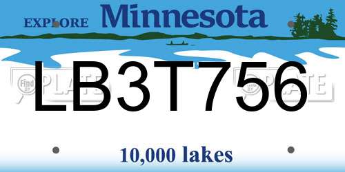 LB3T756 Minnesota License Plate