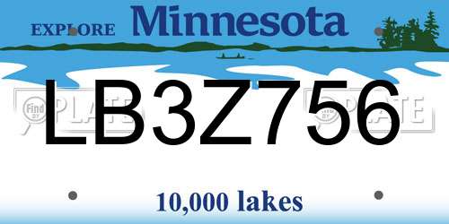 LB3Z756 Minnesota License Plate
