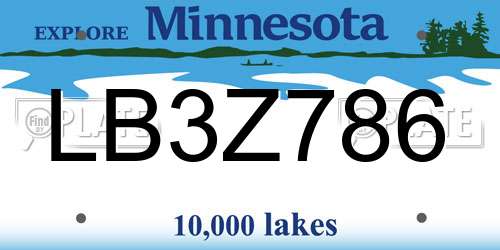 LB3Z786 Minnesota License Plate
