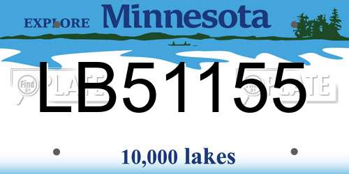LB51155 Minnesota License Plate