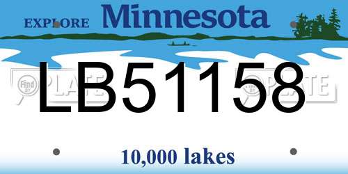 LB51158 Minnesota License Plate