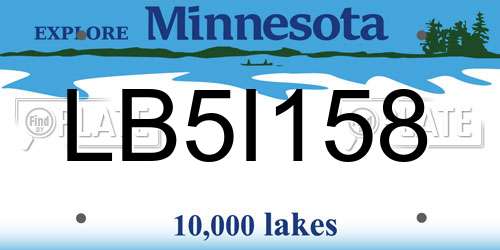 LB5I158 Minnesota License Plate