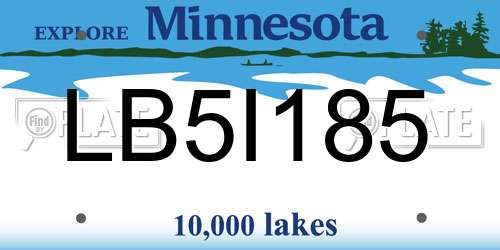 LB5I185 Minnesota License Plate