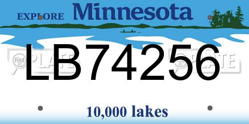 LB74256 Minnesota License Plate