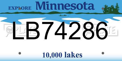 LB74286 Minnesota License Plate