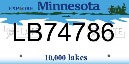 LB74786 Minnesota License Plate