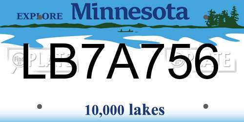 LB7A756 Minnesota License Plate