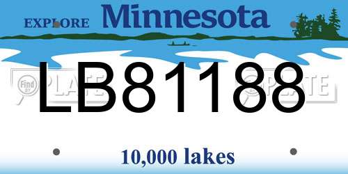 LB81188 Minnesota License Plate