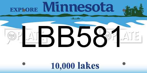 LBB581 Minnesota License Plate