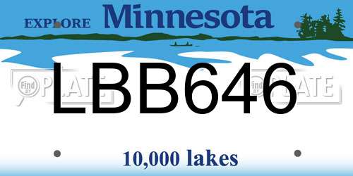 LBB646 Minnesota License Plate
