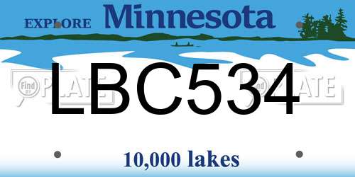 LBC534 Minnesota License Plate