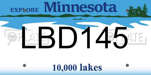 LBD145 Minnesota License Plate