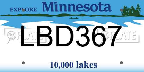 LBD367 Minnesota License Plate