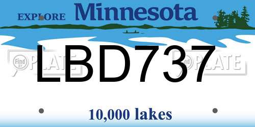 LBD737 Minnesota License Plate