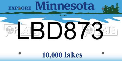 LBD873 Minnesota License Plate