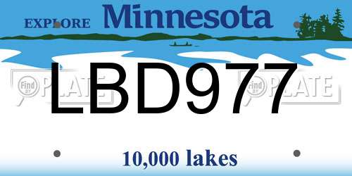 LBD977 Minnesota License Plate