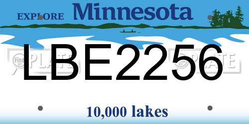 LBE2256 Minnesota License Plate