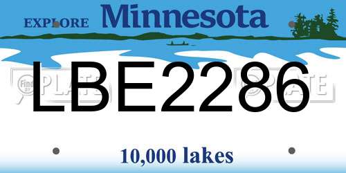 LBE2286 Minnesota License Plate