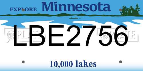 LBE2756 Minnesota License Plate