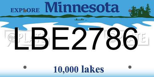 LBE2786 Minnesota License Plate