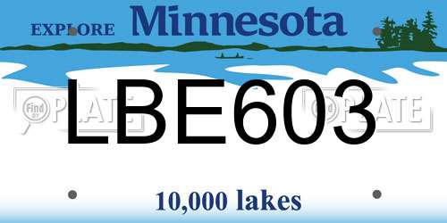 LBE603 Minnesota License Plate