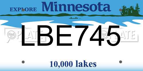 LBE745 Minnesota License Plate