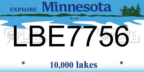 LBE7756 Minnesota License Plate