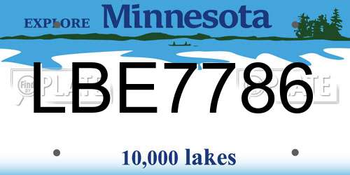 LBE7786 Minnesota License Plate