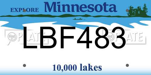 LBF483 Minnesota License Plate