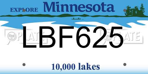 LBF625 Minnesota License Plate