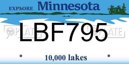 LBF795 Minnesota License Plate