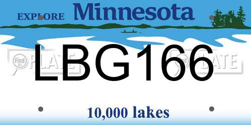 LBG166 Minnesota License Plate