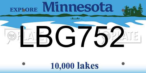 LBG752 Minnesota License Plate