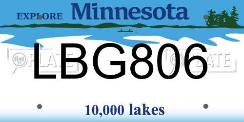 LBG806 Minnesota License Plate