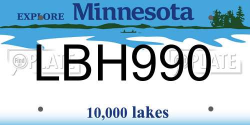 LBH990 Minnesota License Plate