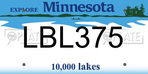 LBL375 Minnesota License Plate