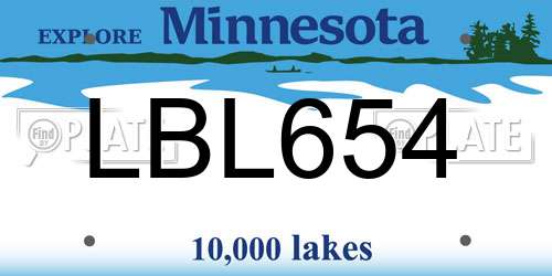 LBL654 Minnesota License Plate